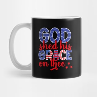 4th Of July Groovy Patriotic God Shed His Grace On Thee Mug